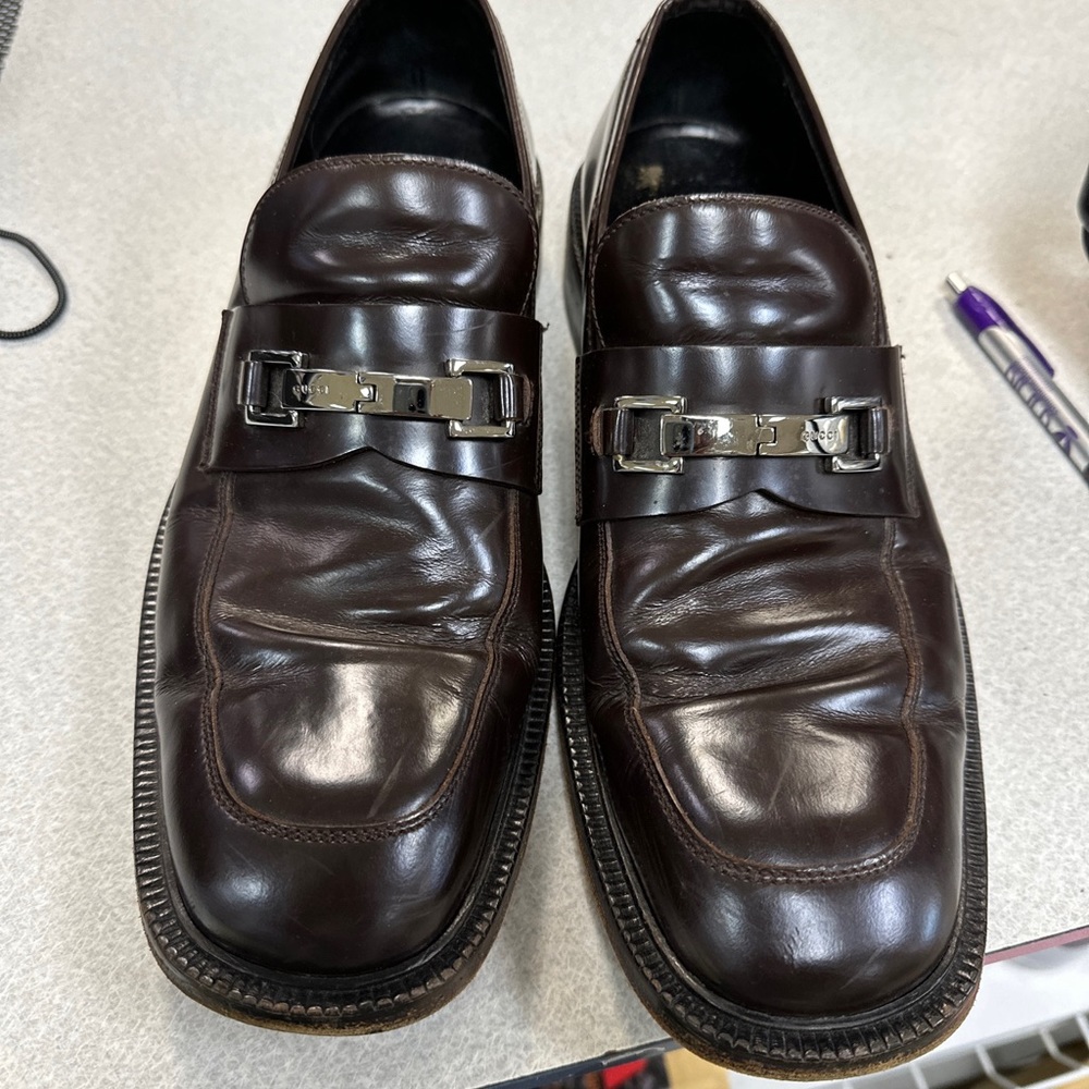 Gucci men’s loafers. Great condition for a used pair of shoes. Size is 9 1/2 D. - Picture 2 of 4
